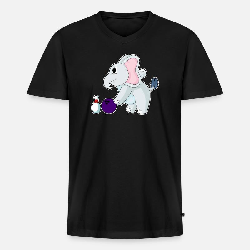 Elefant Bowling Bowlingkugel Pin - Männer Premium Bio T-Shirt mit V-Ausschnitt - Schwarz