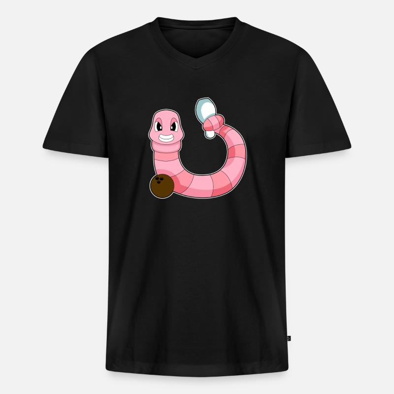 Worm Bowling Bowlingkule-käle - Ekologisk premium-T-shirt med V-ringning herr - svart