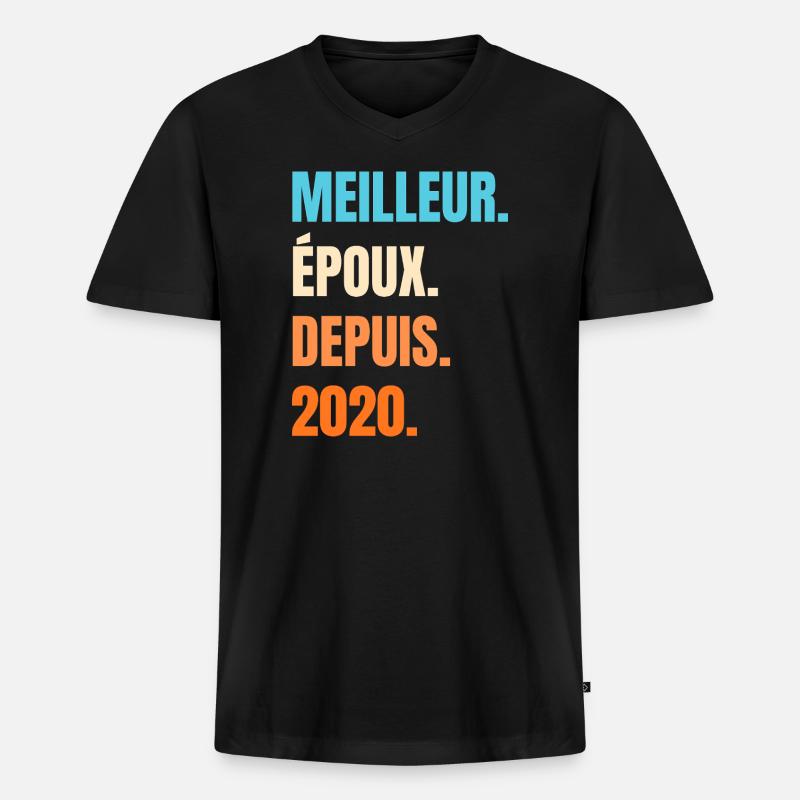 Bester Ehemann seit 2020 Geschenk-Ehemann - Männer Premium Bio T-Shirt mit V-Ausschnitt - Schwarz