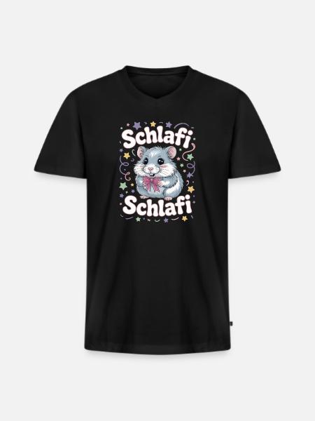 Schlafi Schlafi Hamster Design - Men's Premium Organic T-shirt with V-neck - black