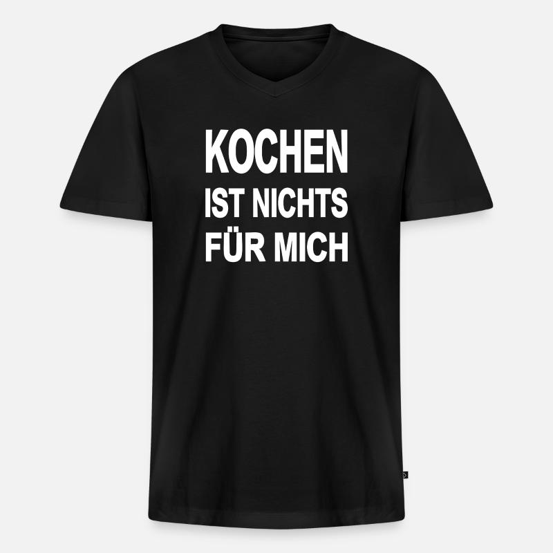 Kochen - Männer Premium Bio T-Shirt mit V-Ausschnitt - Schwarz