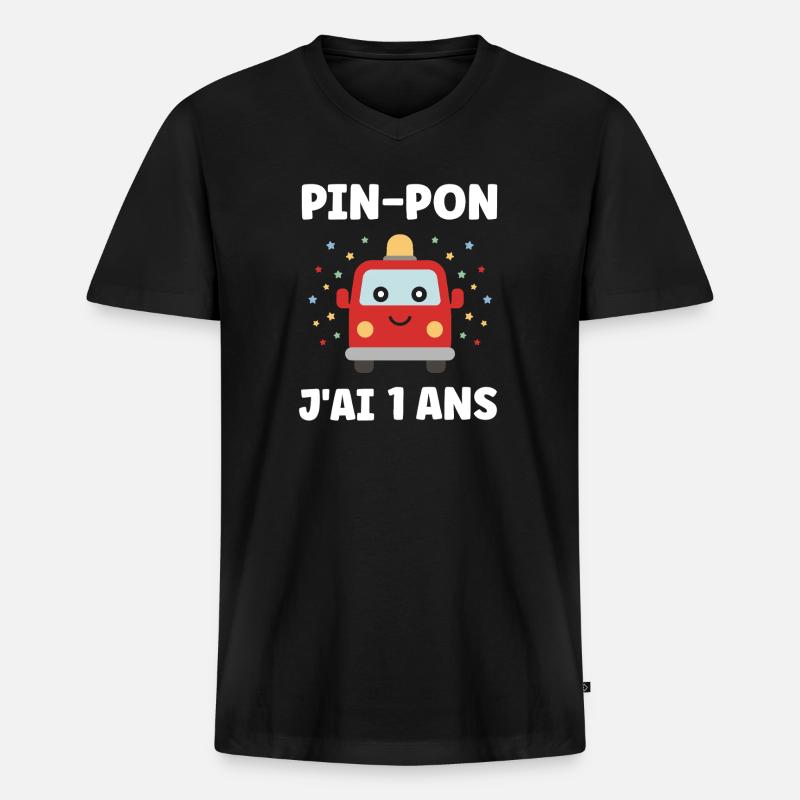 1 Jahr - Männer Premium Bio T-Shirt mit V-Ausschnitt - Schwarz