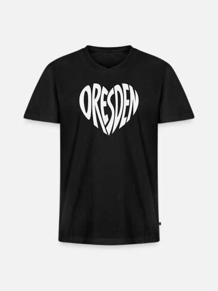 Dresden Heart Lettering - Men's Premium Organic T-shirt with V-neck - black