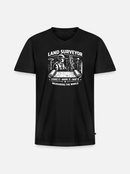 Landvermesser, markiere es, kartiere es - Männer Premium Bio T-Shirt mit V-Ausschnitt - Schwarz