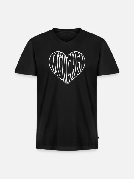Munich Heart Lettering - Men's Premium Organic T-shirt with V-neck - black