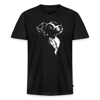Border Collie Silhouette Hütehunde Hunde Wilsigns - Männer Premium Bio T-Shirt mit V-Ausschnitt - Schwarz - Vorne - Nico (187cm)