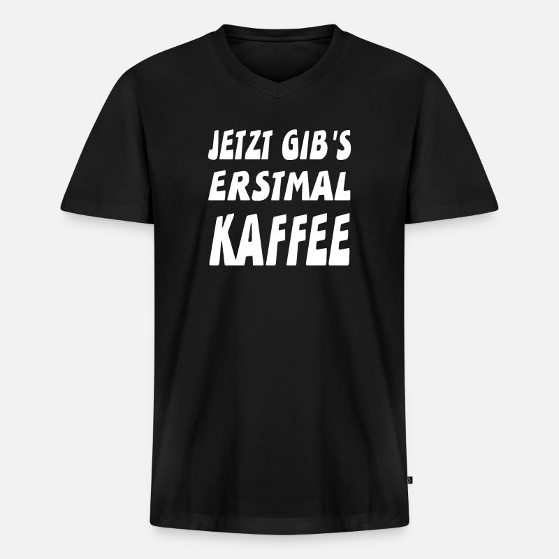 Kaffee - Männer Premium Bio T-Shirt mit V-Ausschnitt - Schwarz