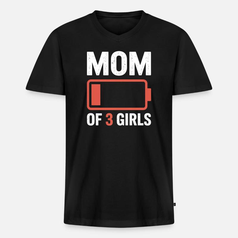 Mutter von 3 Mädchen Batterie-Tee - Männer Premium Bio T-Shirt mit V-Ausschnitt - Schwarz