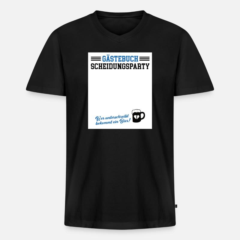 Gästebuch Scheidungsparty Geschieden Scheidung - Männer Premium Bio T-Shirt mit V-Ausschnitt - Schwarz
