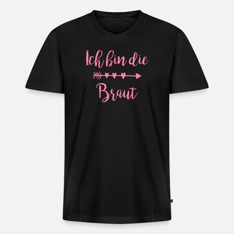 Ich bin die Braut Herzpfeil Script - Männer Premium Bio T-Shirt mit V-Ausschnitt - Schwarz