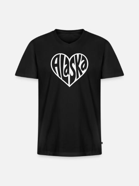 Alaska Heart Font - Men's Premium Organic T-shirt with V-neck - black