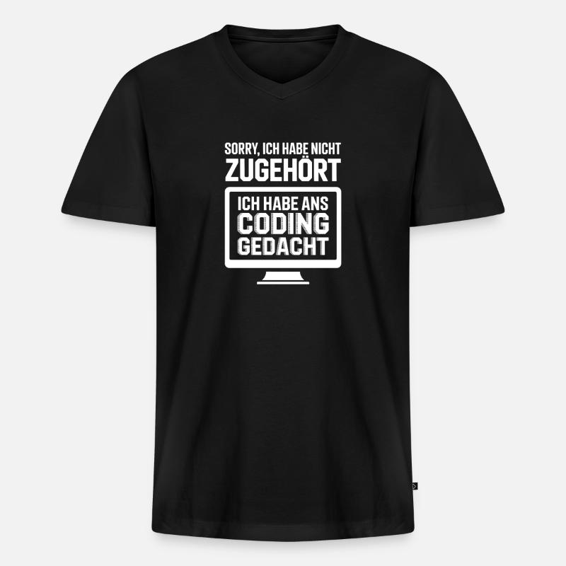 Ich habe Coding gedacht - Männer Premium Bio T-Shirt mit V-Ausschnitt - Schwarz