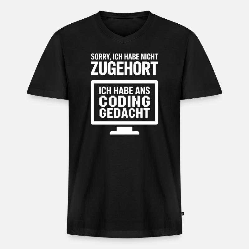 Coding Gedanke Spruch - Männer Premium Bio T-Shirt mit V-Ausschnitt - Schwarz