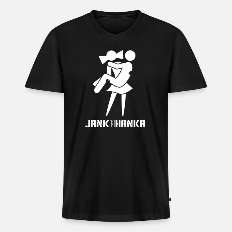 JANK A HANKA - Männer Premium Bio T-Shirt mit V-Ausschnitt - Schwarz