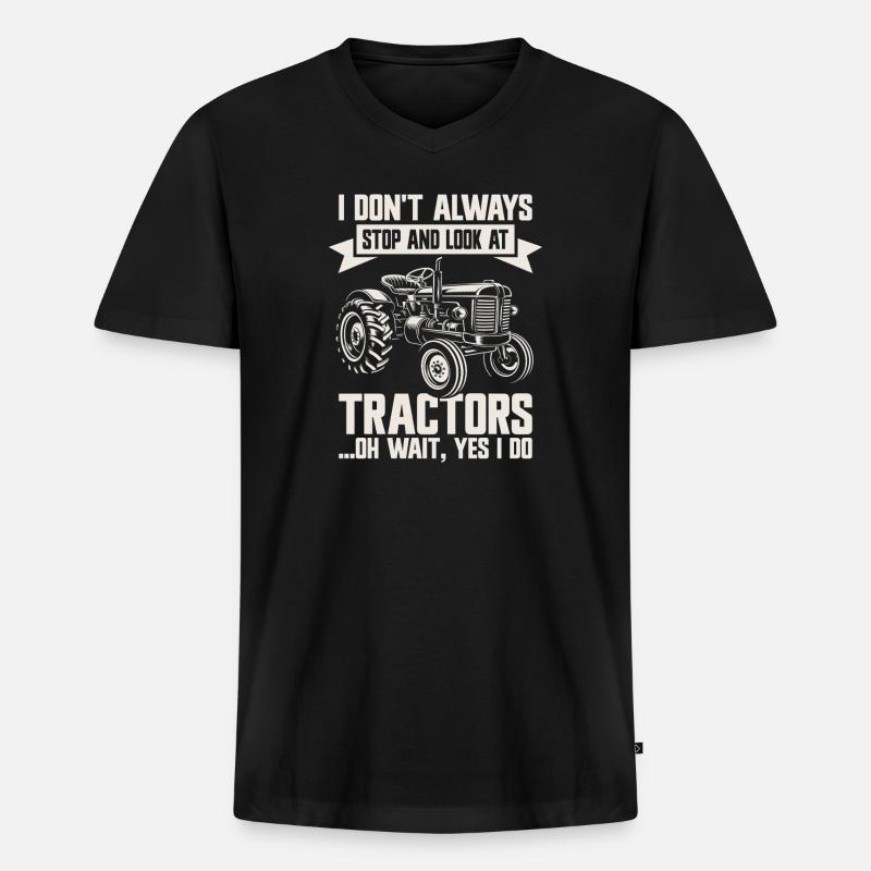 Traktorbauernhof-Landwirtschaft - Männer Premium Bio T-Shirt mit V-Ausschnitt - Schwarz