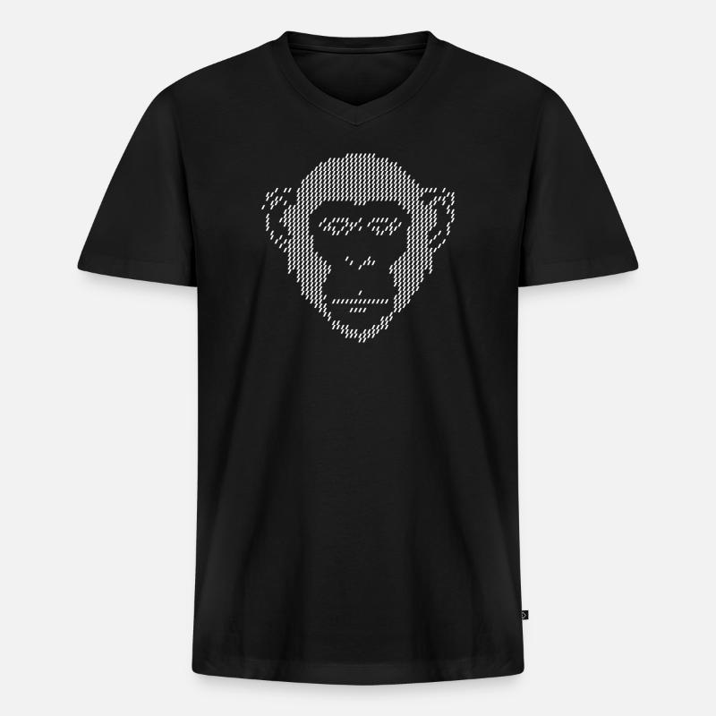 Pixel Monkey Halbton-Kunst - Männer Premium Bio T-Shirt mit V-Ausschnitt - Schwarz