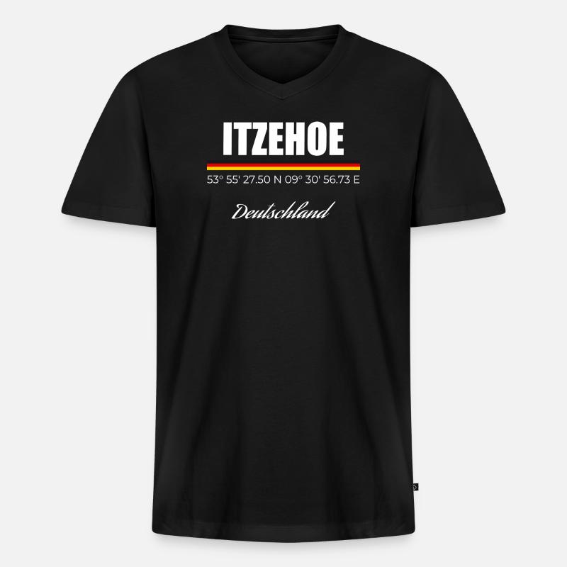 Itzehoe - Männer Premium Bio T-Shirt mit V-Ausschnitt - Schwarz