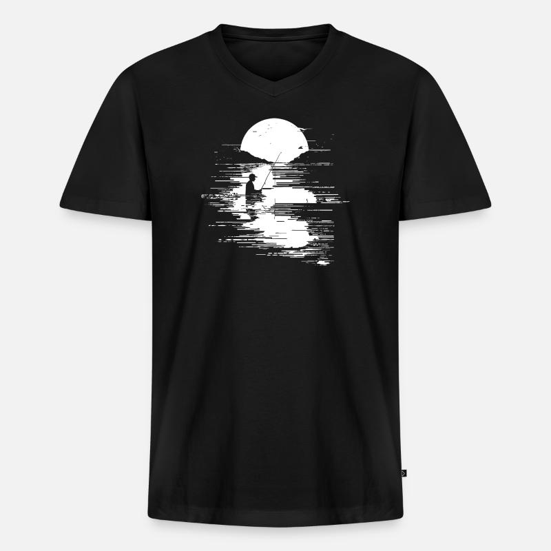 Fischen Grafik - Männer Premium Bio T-Shirt mit V-Ausschnitt - Schwarz