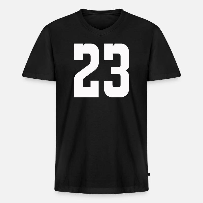 23 - Männer Premium Bio T-Shirt mit V-Ausschnitt - Schwarz