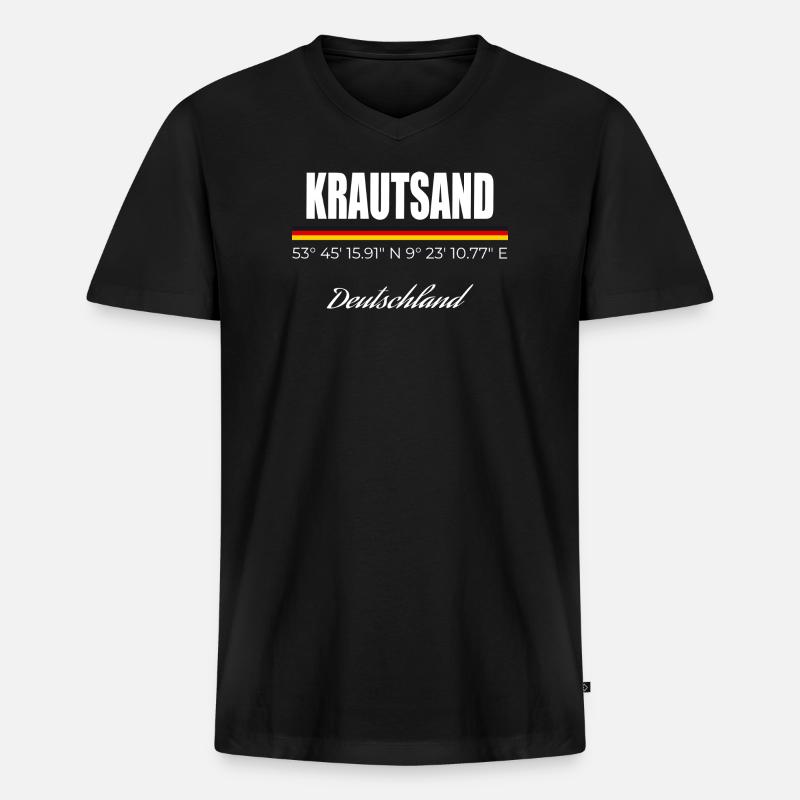 Krautsand - Männer Premium Bio T-Shirt mit V-Ausschnitt - Schwarz