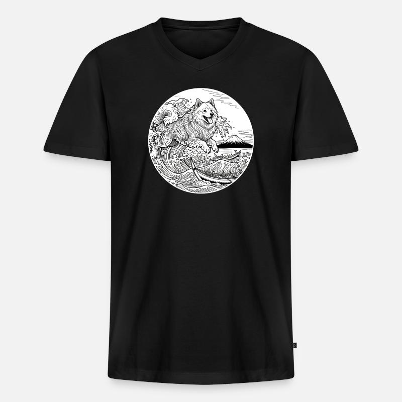 Eurasier | Fluffy Wave - Männer Premium Bio T-Shirt mit V-Ausschnitt - Schwarz