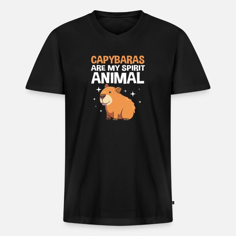 Capybara Capibara - Männer Premium Bio T-Shirt mit V-Ausschnitt - Schwarz