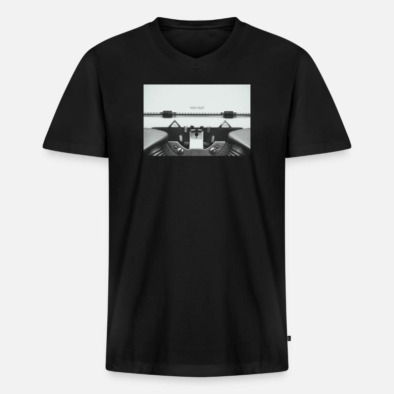 Conception d’affiche d’une première machine à écrire - T-shirt encolure en V Premium bio Homme - noir