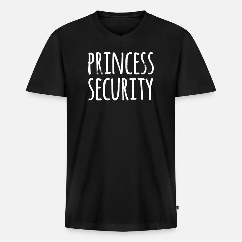 Princess Security Typografie - Männer Premium Bio T-Shirt mit V-Ausschnitt - Schwarz