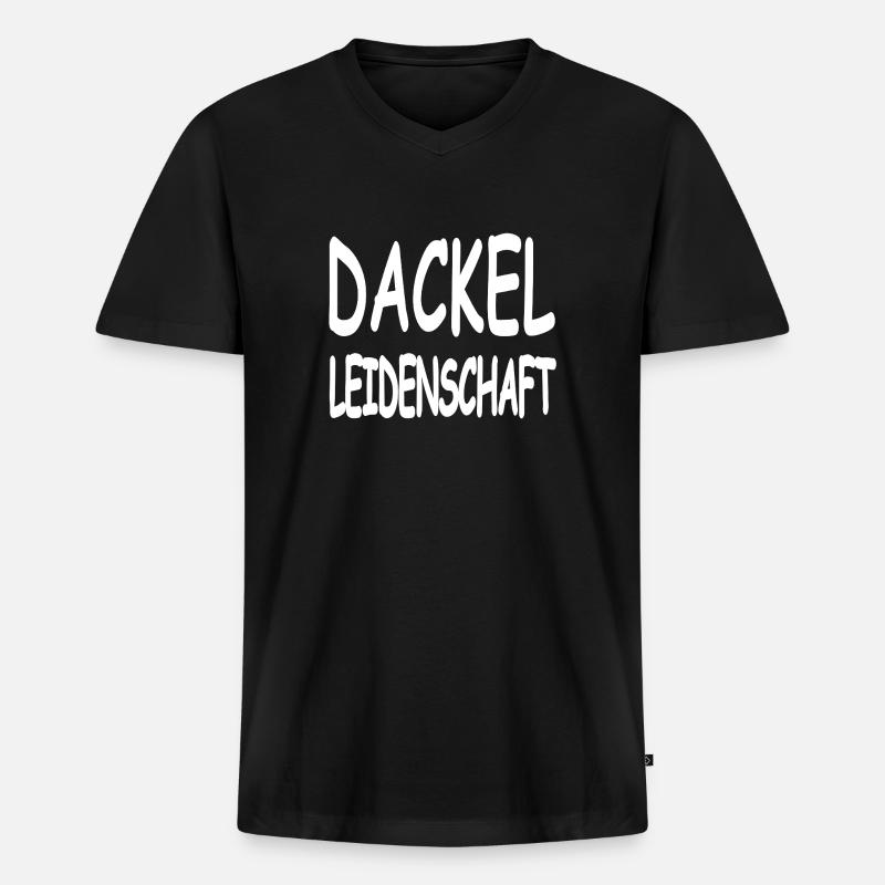 Dackel - Männer Premium Bio T-Shirt mit V-Ausschnitt - Schwarz