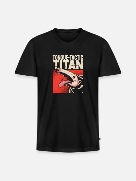 Tacticien de langue | Fourmilier comique - T-shirt encolure en V Premium bio Homme - noir