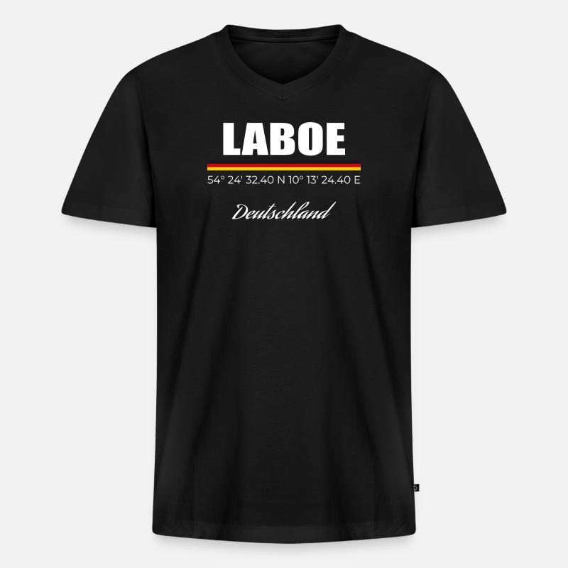 Laboe - Männer Premium Bio T-Shirt mit V-Ausschnitt - Schwarz