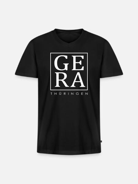 Gera - Thüringen - Männer Premium Bio T-Shirt mit V-Ausschnitt - Schwarz