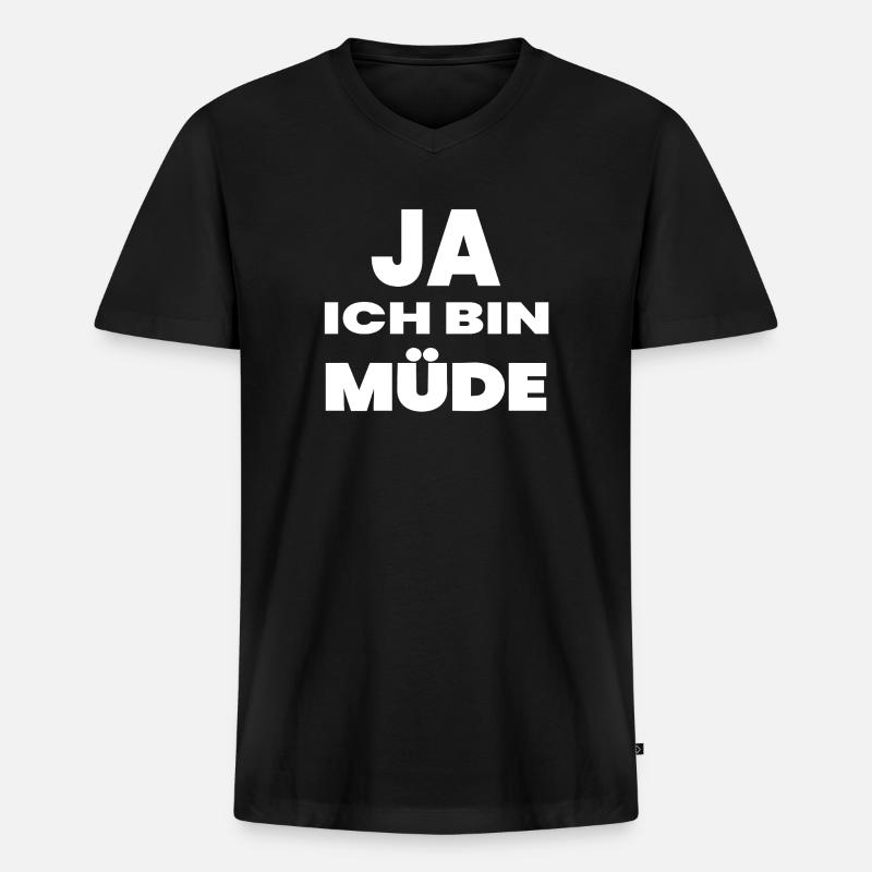Müde - Männer Premium Bio T-Shirt mit V-Ausschnitt - Schwarz