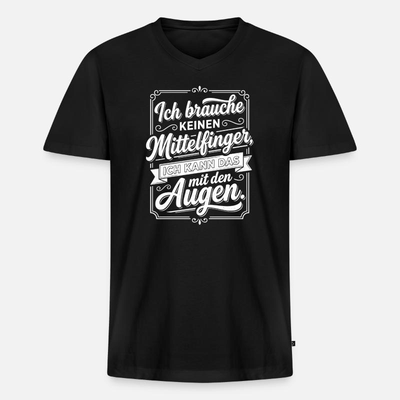 Mittelfinger Augen Spruch frech - Männer Premium Bio T-Shirt mit V-Ausschnitt - Schwarz