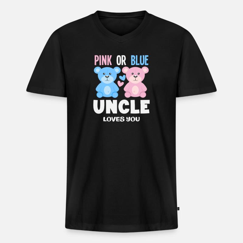 Pink Oder Blau Onkel Liebt Dich - Männer Premium Bio T-Shirt mit V-Ausschnitt - Schwarz
