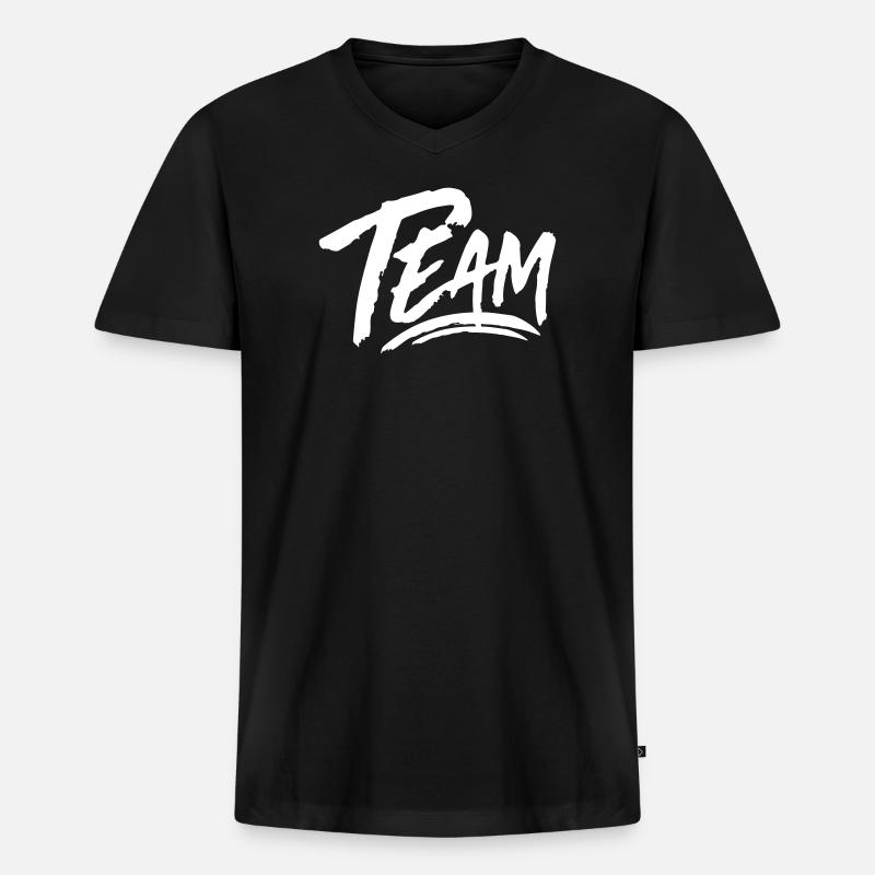 Team - Männer Premium Bio T-Shirt mit V-Ausschnitt - Schwarz