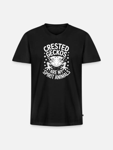 Kronengecko Sprüche Lustiges Kronengecko Geschenk  - Männer Premium Bio T-Shirt mit V-Ausschnitt - Schwarz