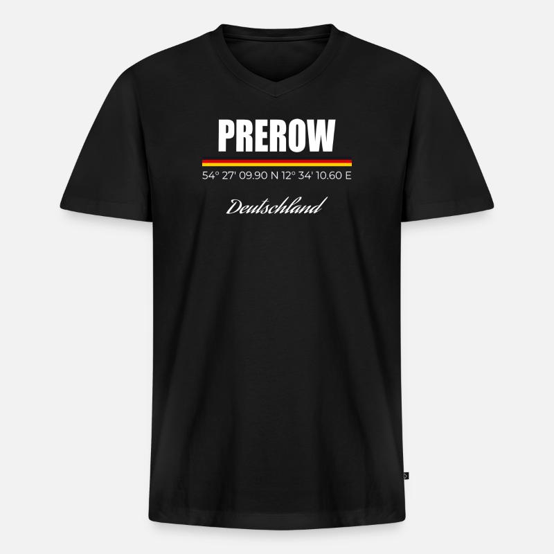 Prerow - Männer Premium Bio T-Shirt mit V-Ausschnitt - Schwarz