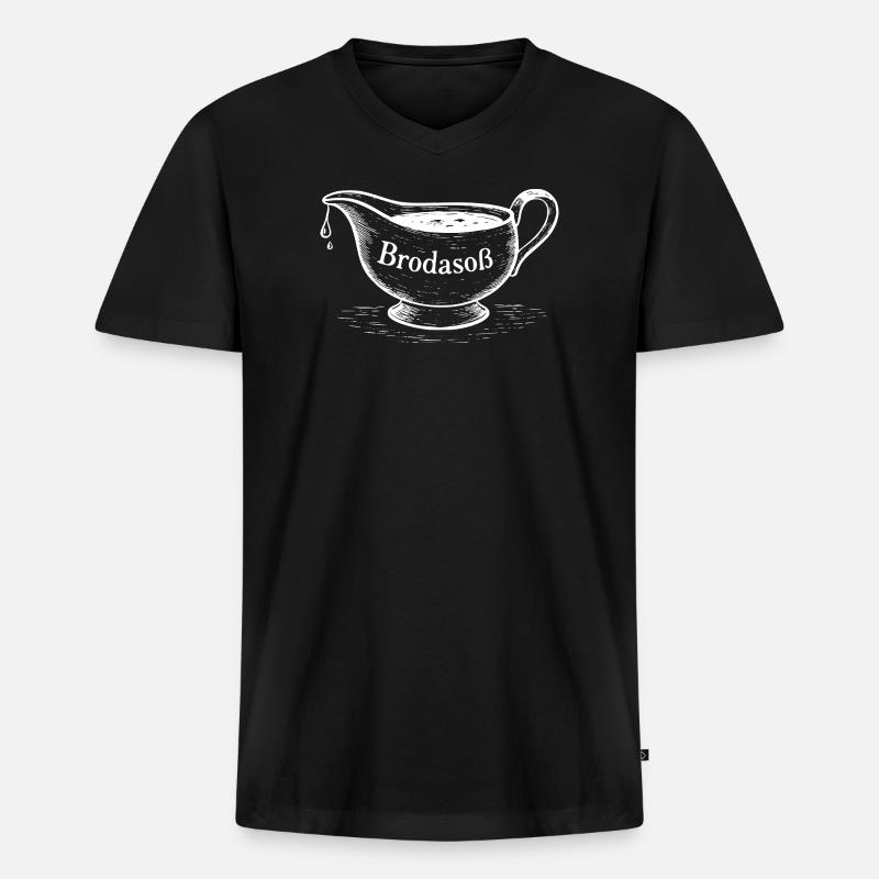 Partnermotiv Soße (weiß) - Männer Premium Bio T-Shirt mit V-Ausschnitt - Schwarz