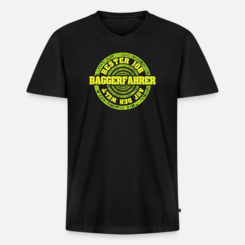 Beruf Baggerfahrer - Männer Premium Bio T-Shirt mit V-Ausschnitt - Schwarz