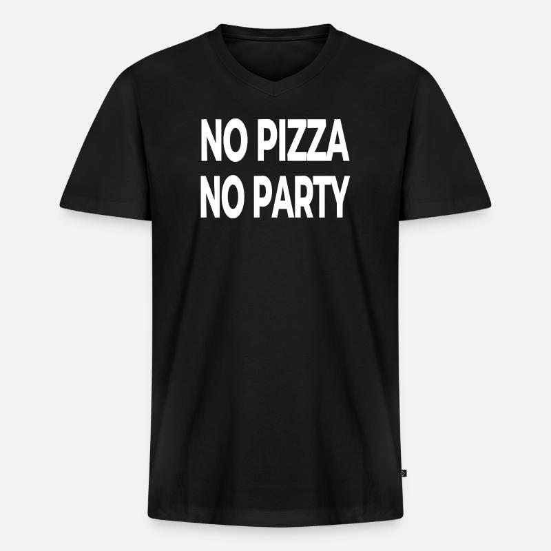 Pizza - Männer Premium Bio T-Shirt mit V-Ausschnitt - Schwarz