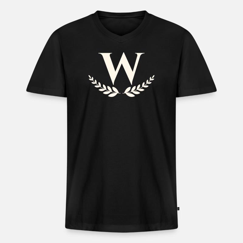 W - Männer Premium Bio T-Shirt mit V-Ausschnitt - Schwarz