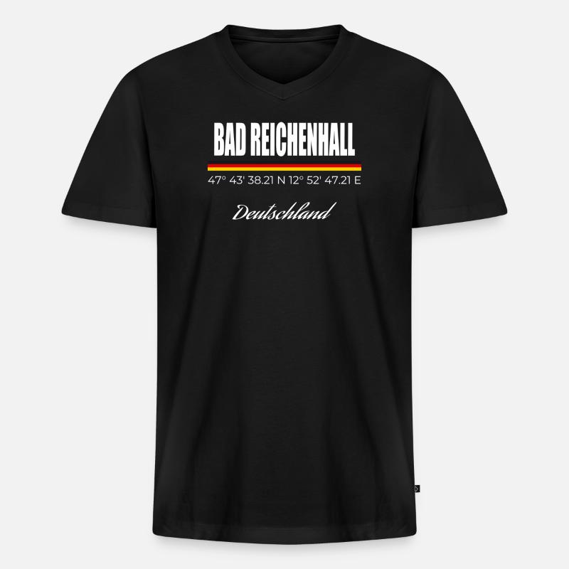 Bad Reichenhall - Männer Premium Bio T-Shirt mit V-Ausschnitt - Schwarz