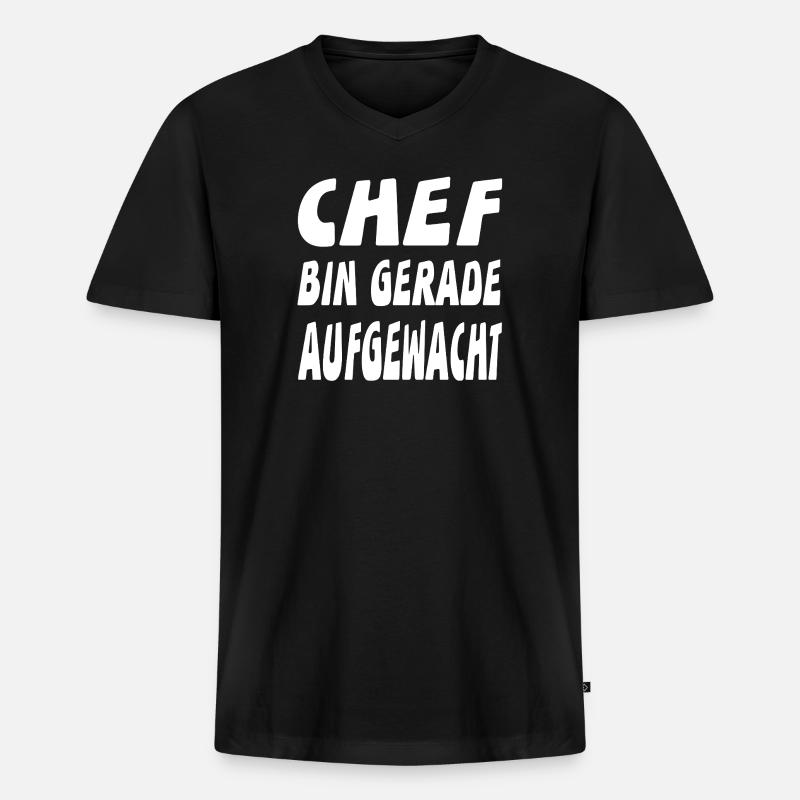 Chef - Männer Premium Bio T-Shirt mit V-Ausschnitt - Schwarz