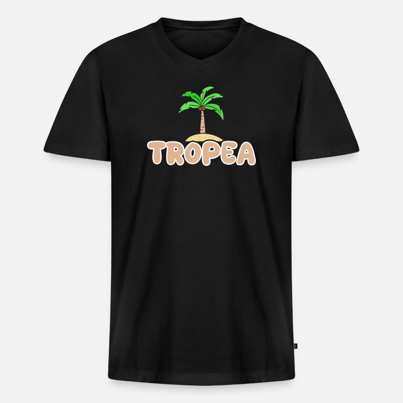 Tropea als Urlaub - Männer Premium Bio T-Shirt mit V-Ausschnitt - Schwarz
