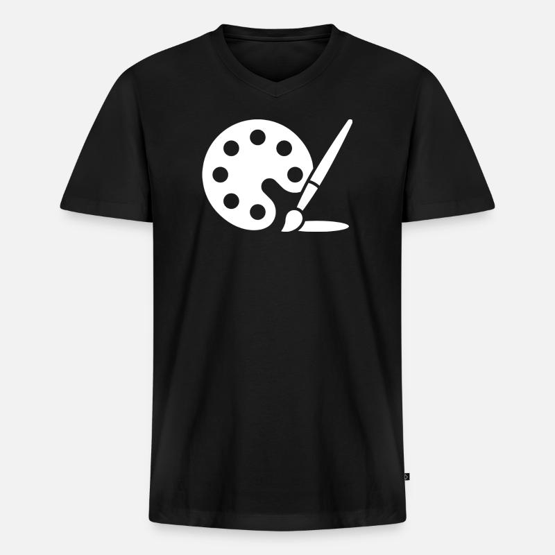 Malerei, Farbpalette, Pinsel, Kunst Symbol - Männer Premium Bio T-Shirt mit V-Ausschnitt - Schwarz