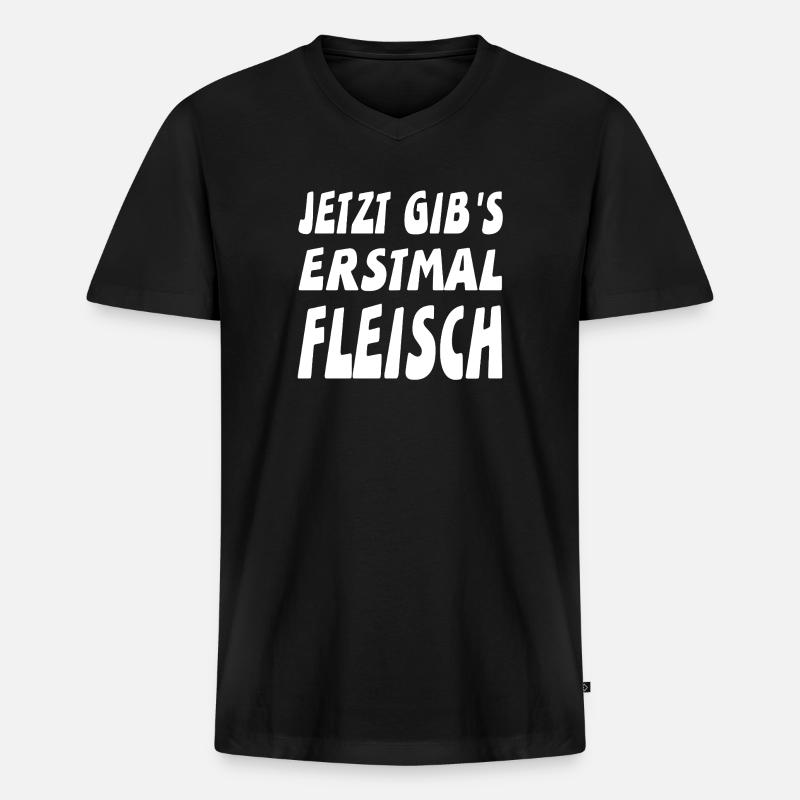 Fleisch - Männer Premium Bio T-Shirt mit V-Ausschnitt - Schwarz