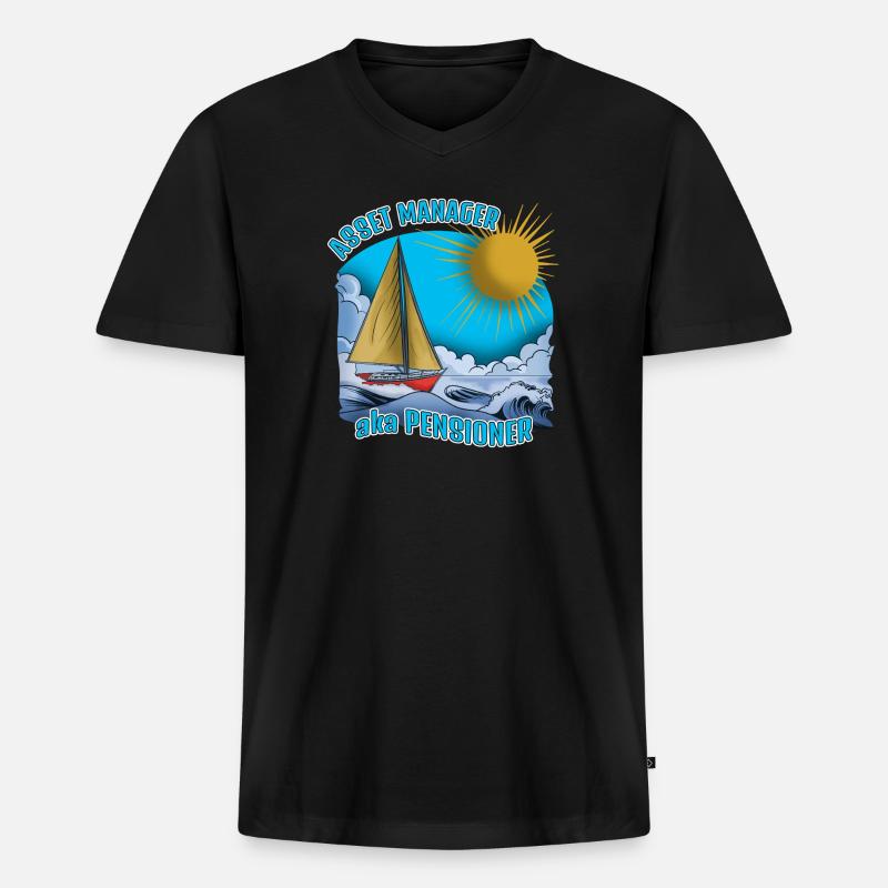 Asset Manager aka Pensioner - Männer Premium Bio T-Shirt mit V-Ausschnitt - Schwarz