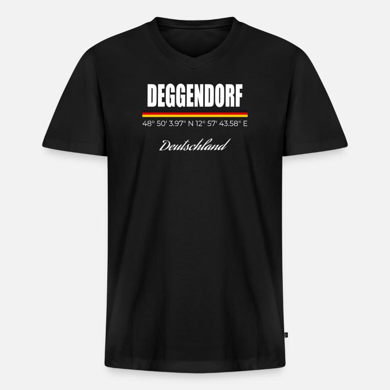 Deggendorf - Männer Premium Bio T-Shirt mit V-Ausschnitt - Schwarz