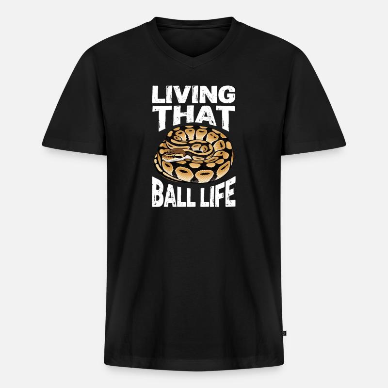 Königspython Schlangen Liebhaber Terrarium Python - Männer Premium Bio T-Shirt mit V-Ausschnitt - Schwarz